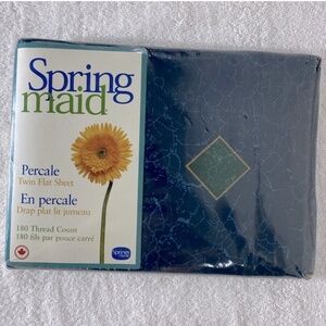 Vintage Spring Maid Navy Blue Marble Print Twin Flat Sheet